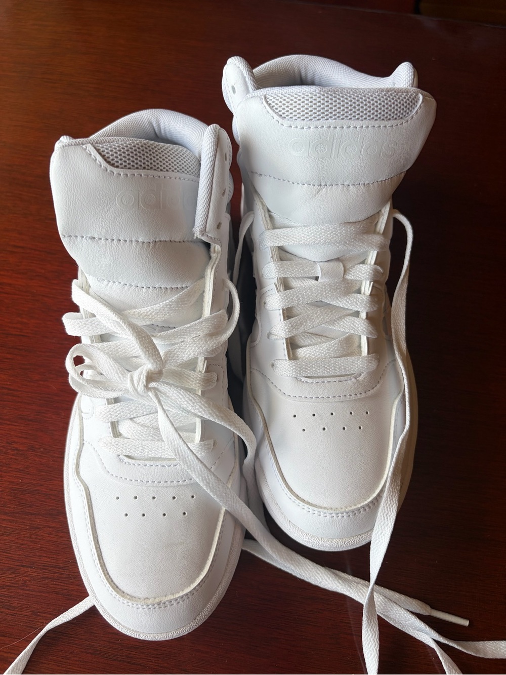 adidas Women’s Size 6 White High-Top Sneakers with Lace-Up Closure